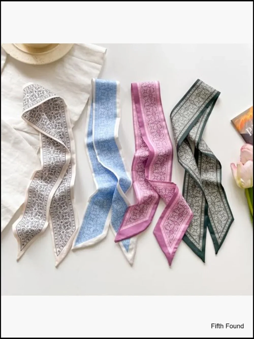 4-Piece Lightweight Silk Scarf Set for Women - Versatile Hair Scarf, Neck Wrap,